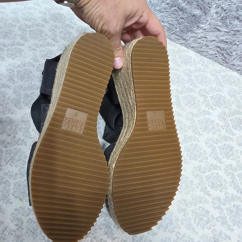 Women's Eileen Fisher Willow Nubuck Wedge Espadrille Sandals